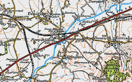 Old map of Fenny Bridges in 1919