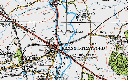 Old map of Fenny Stratford in 1919