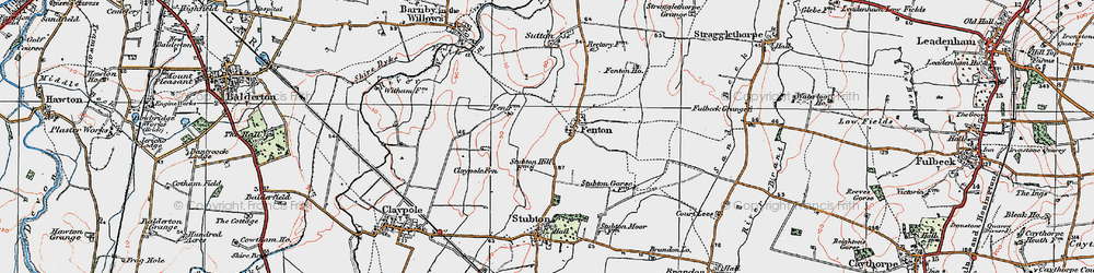 Old map of Claypole Fen in 1921