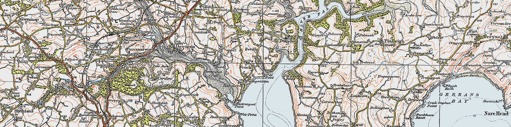 Old map of Feock in 1919