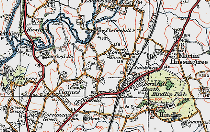 Old map of Fernhill Heath in 1920