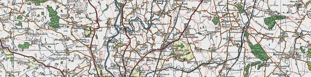Old map of Fernhill Heath in 1920