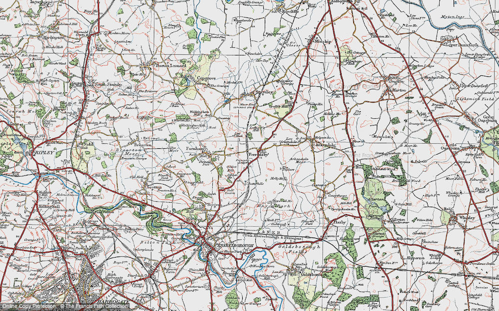 Old Map of Ferrensby, 1925 in 1925