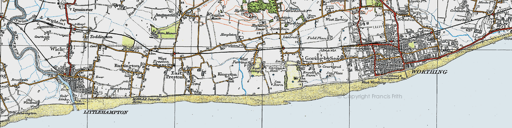 Old map of Ferring in 1920