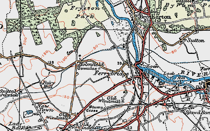 Old map of Ferrybridge in 1925