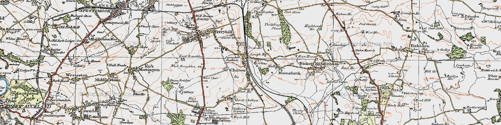 Old map of Ferryhill Station in 1925