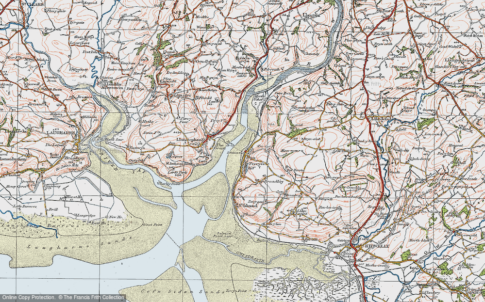 Old Map of Ferryside, 1923 in 1923