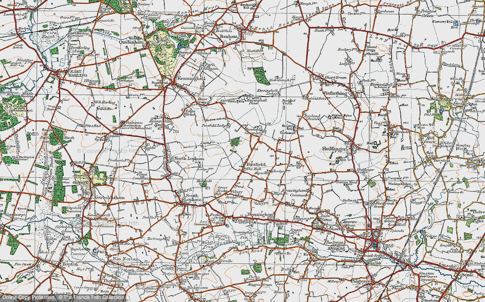 Old Map of Fersfield, 1920 in 1920