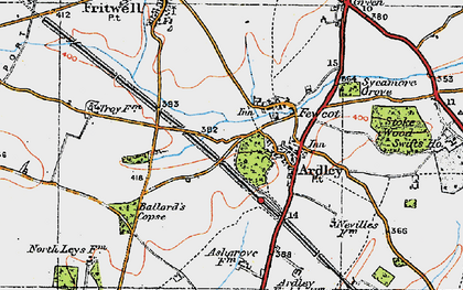 Old map of Fewcott in 1919