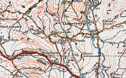 Old map of Ffaldybrenin in 1923