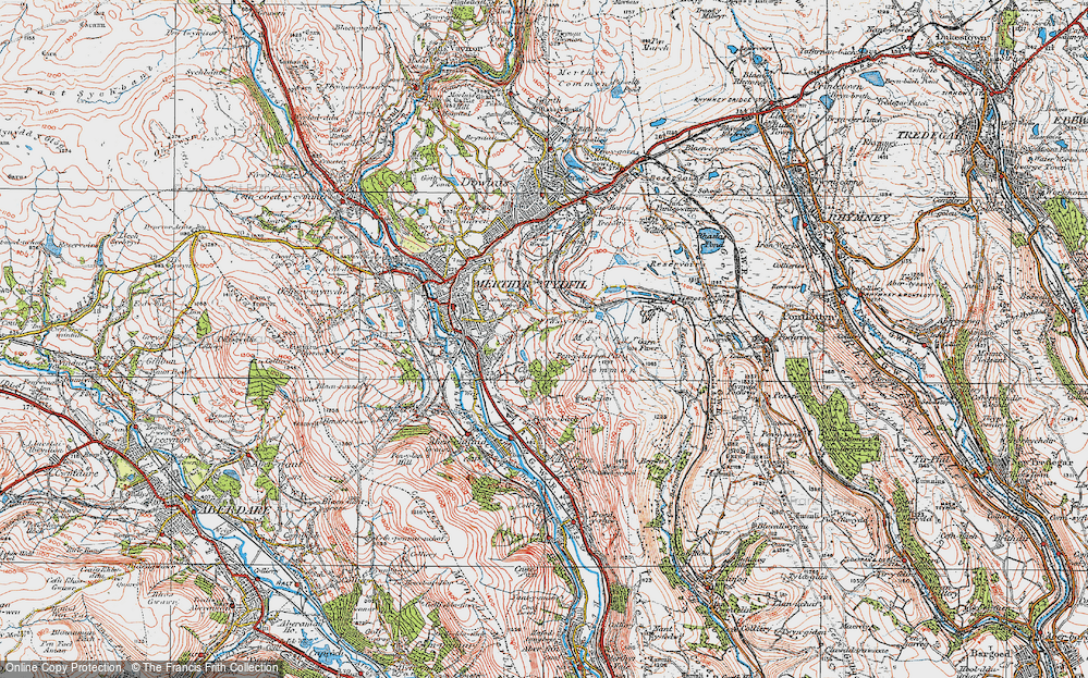 Old Map of Ffos-y-frân, 1923 in 1923