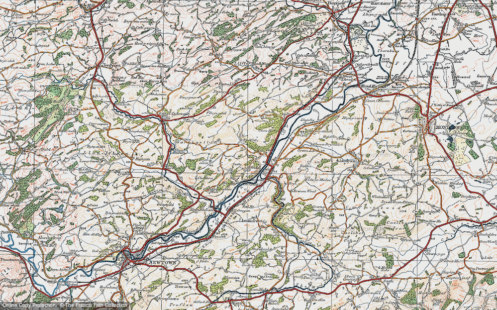 Old Map of Historic Map covering Brynrorin in 1921