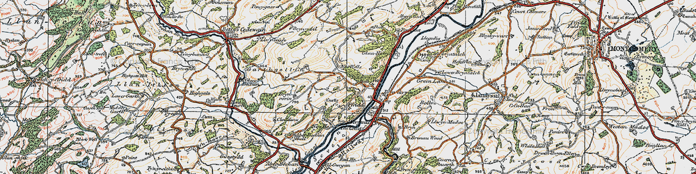 Old map of Brynrorin in 1921