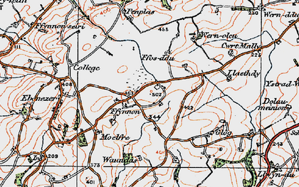 Old map of Ffynnon in 1923