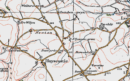 Old map of Ffynnon Gron in 1922