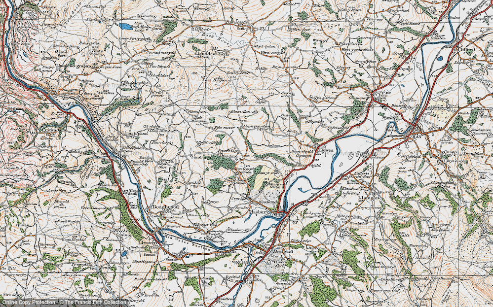 Old Map of Historic Map covering Blaenllundeg in 1919