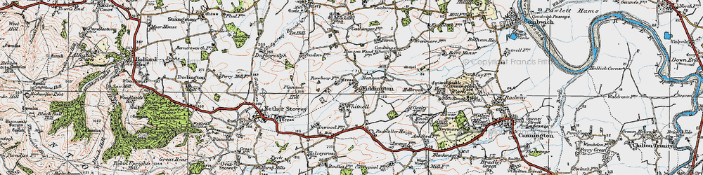 Old map of Fiddington in 1919