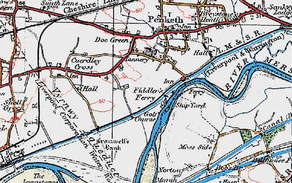 Old map of Fiddler's Ferry in 1923