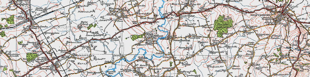 Old map of Fifehead Magdalen in 1919