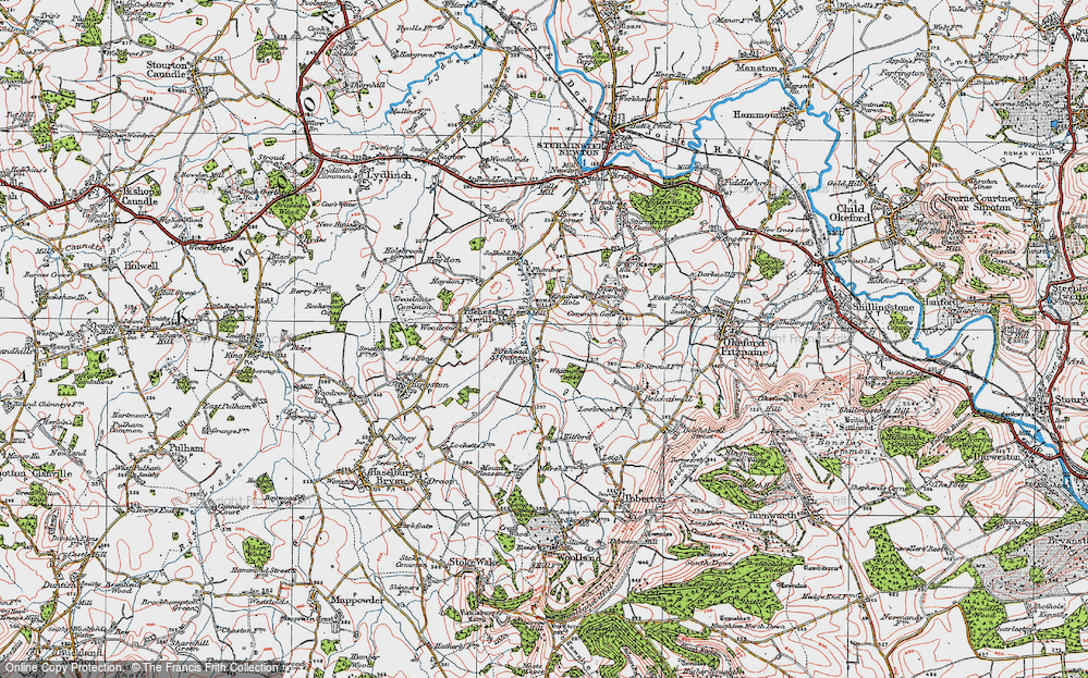 Old Map of Historic Map covering Whitmore Coppice in 1919