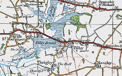 Old map of Filby in 1922