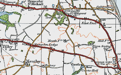 Old map of Filby Heath in 1922