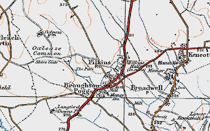 Old map of Filkins in 1919