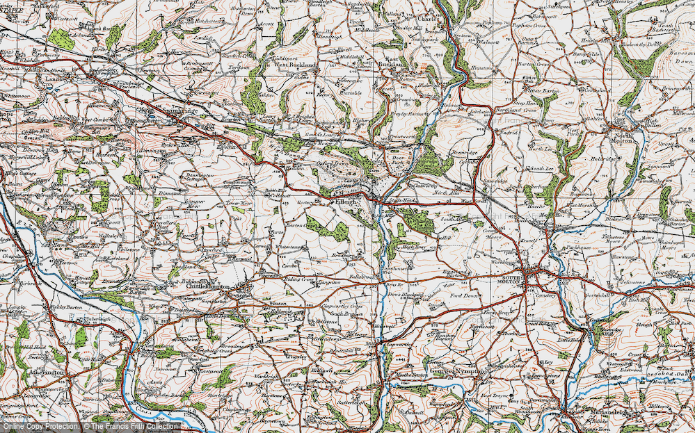 Old Map of Historic Map covering Bradbury Barton in 1919