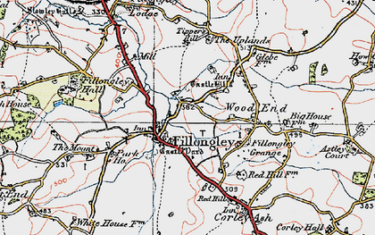 Old map of Fillongley in 1921