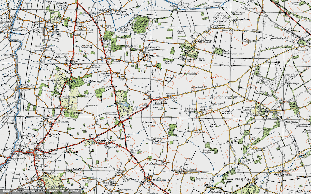 Old Map of Fincham, 1922 in 1922