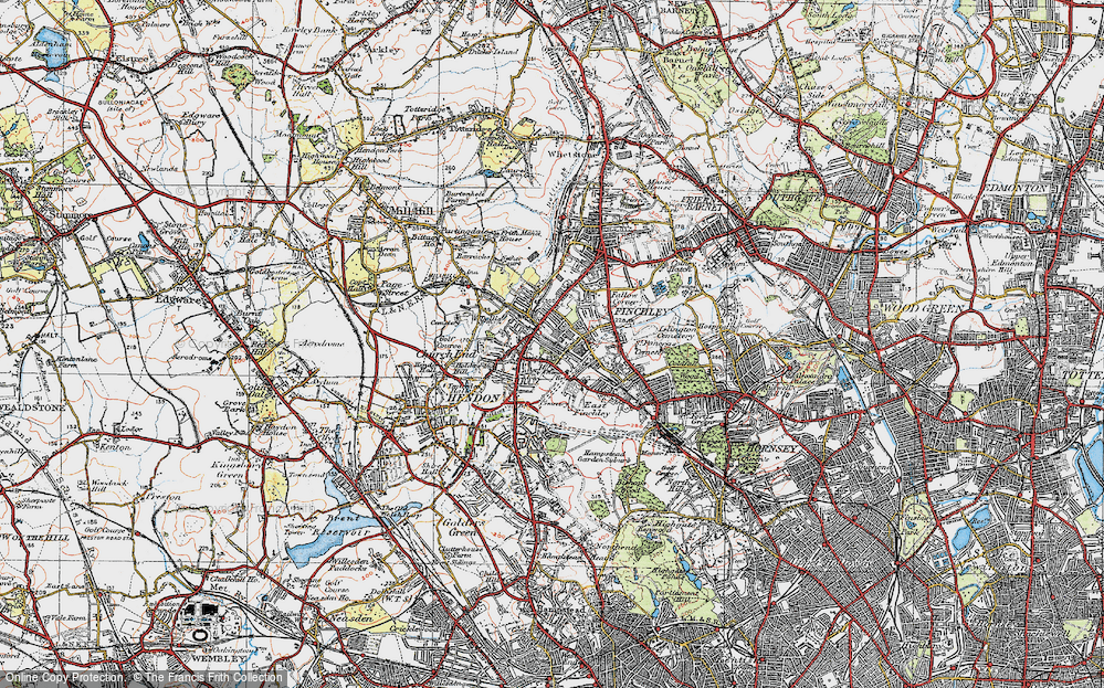 Old Map of Finchley, 1920 in 1920