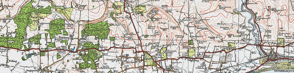 Old map of Findon Valley in 1920