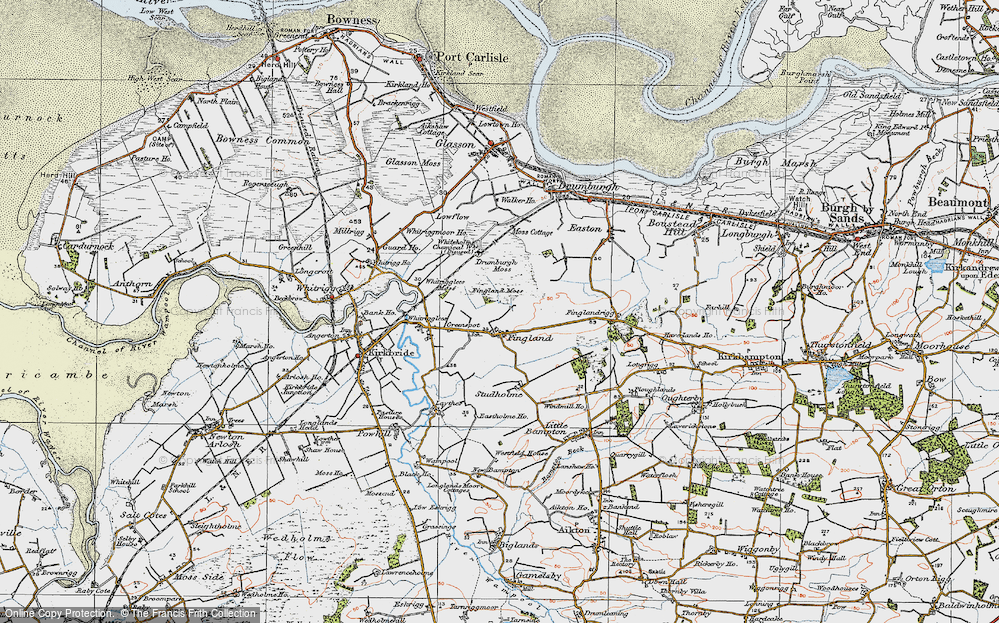 Old Map of Historic Map covering Whitrigglees in 1925