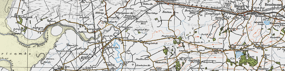 Old map of Whitrigglees in 1925