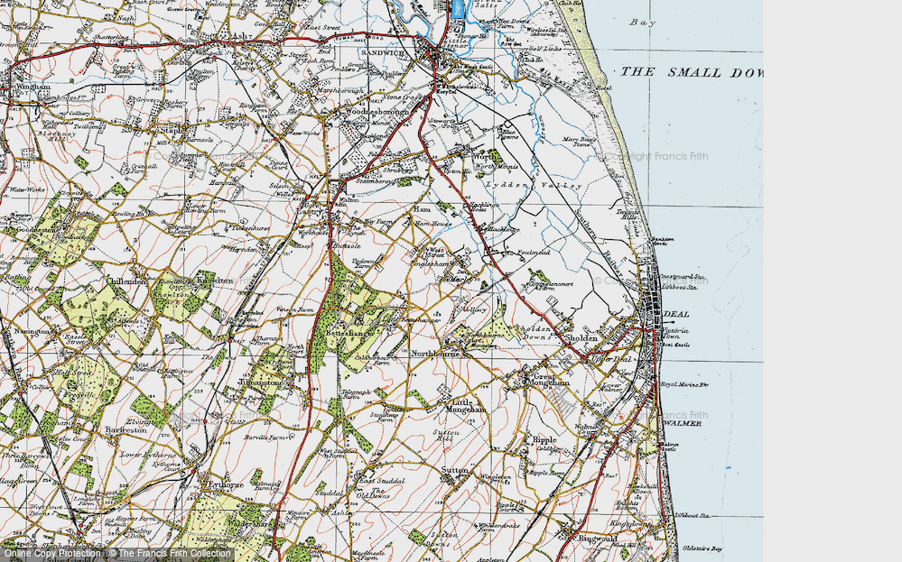 Old Map of Finglesham, 1920 in 1920