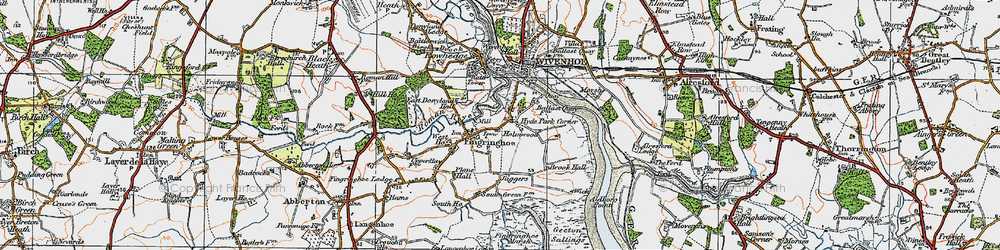 Old map of Fingringhoe in 1921