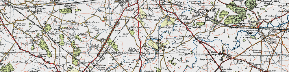 Old map of Finham in 1920