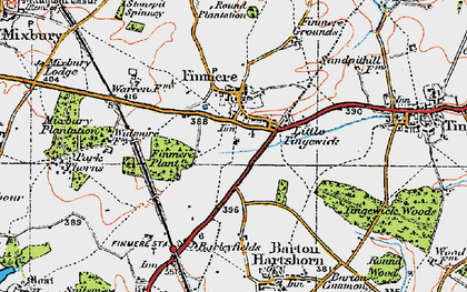Old map of Finmere in 1919