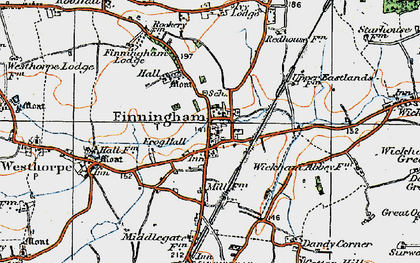 Old map of Finningham in 1920