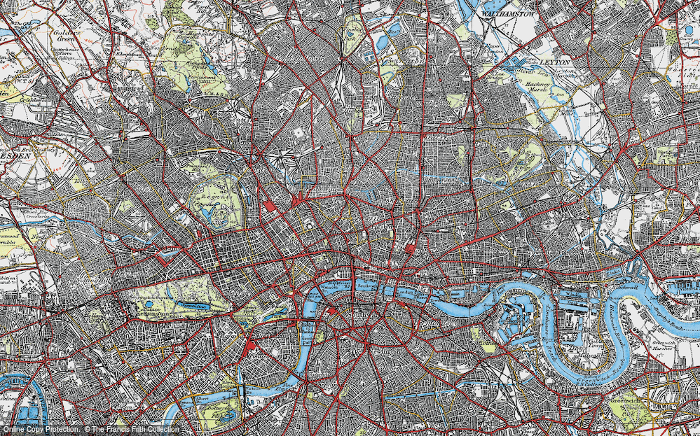 Old Map of Finsbury, 1920 in 1920