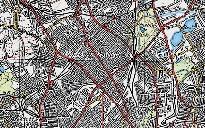 Old map of Finsbury Park in 1920