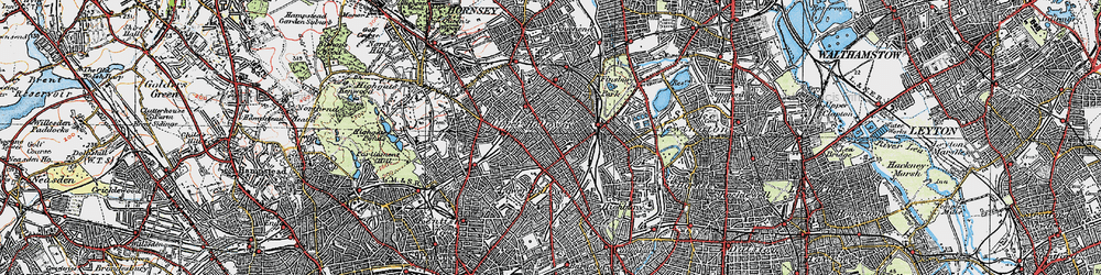 Old map of Finsbury Park in 1920