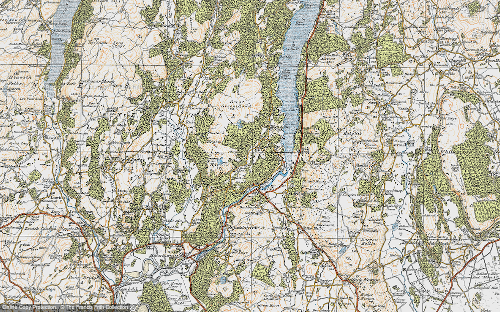 Old Map of Historic Map covering Boretree Tarn in 1925