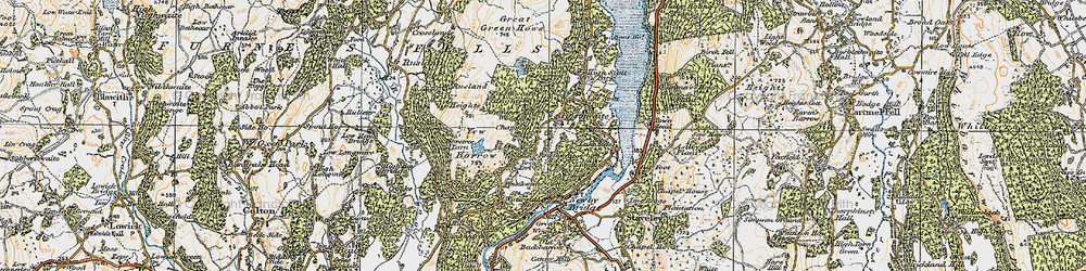 Old map of Boretree Tarn in 1925