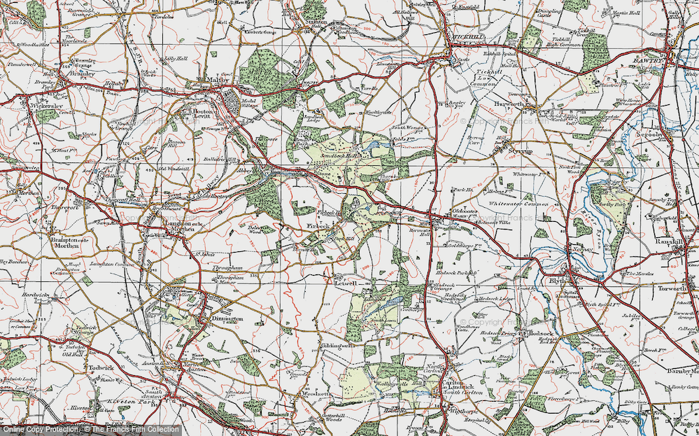 Old Map of Firbeck, 1923 in 1923
