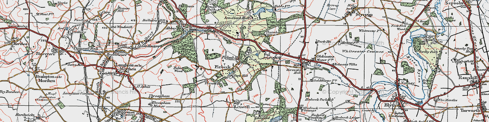 Old map of Firbeck in 1923
