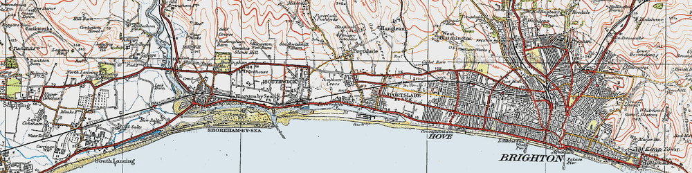Old map of Fishersgate in 1920