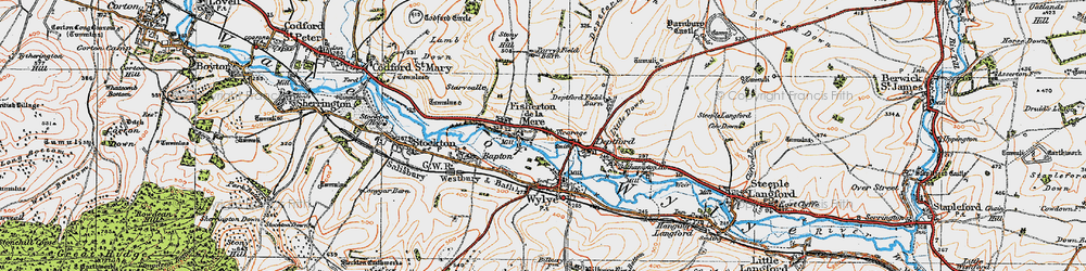 Old map of Wylye Valley in 1919