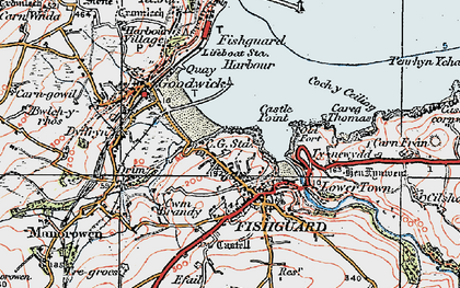 Old map of Fishguard in 1923