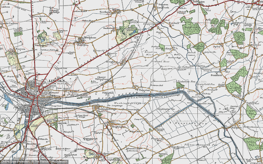 Old Map of Fiskerton, 1923 in 1923